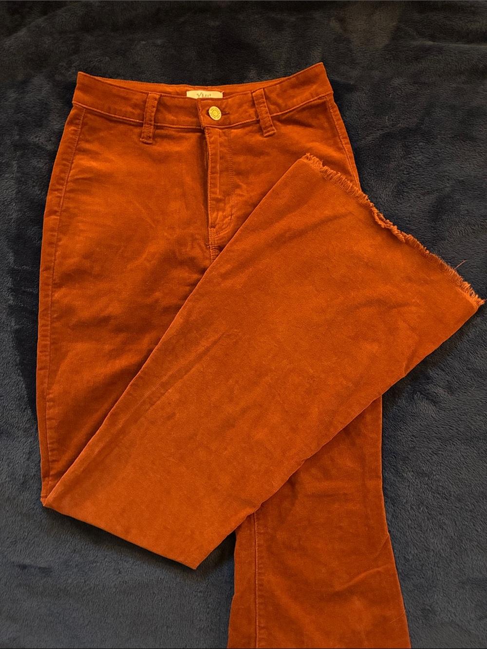 YMI Women's Rust Orange Corduroy High-Rise Jeans